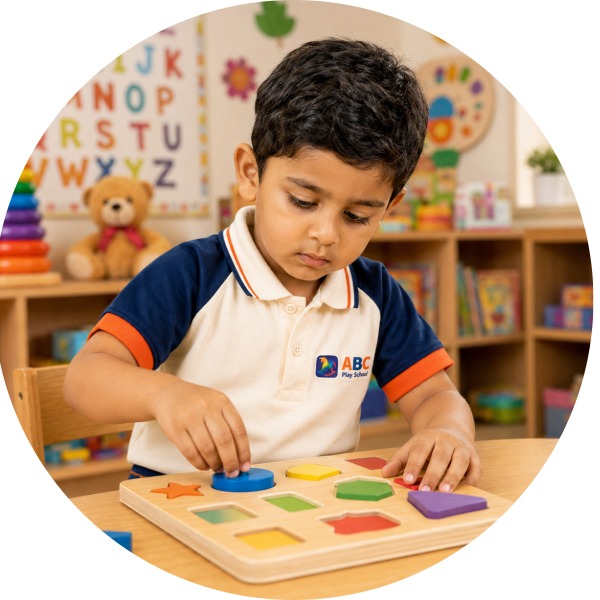 Colorful LKG school room filled with young learners
